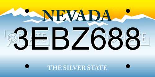 3EBZ688 Nevada License Plate