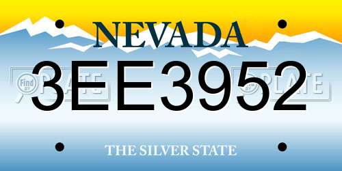 3EE3952 Nevada License Plate