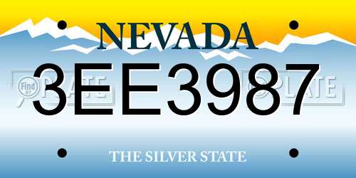 3EE3987 Nevada License Plate