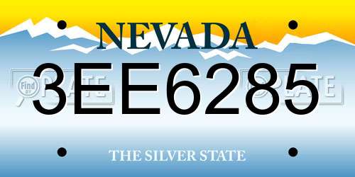 3EE6285 Nevada License Plate
