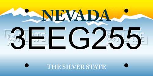 3EEG255 Nevada License Plate