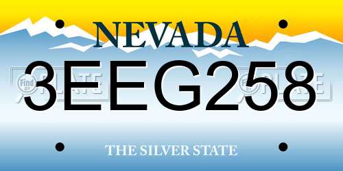 3EEG258 Nevada License Plate