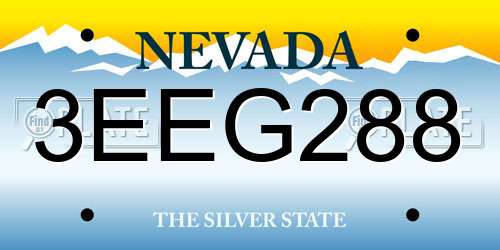 3EEG288 Nevada License Plate