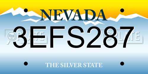 3EFS287 Nevada License Plate