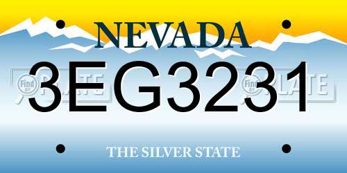 3EG3231 Nevada License Plate