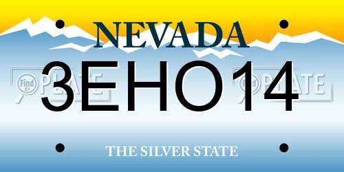3EHO14 Nevada License Plate