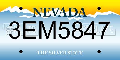 3EM5847 Nevada License Plate