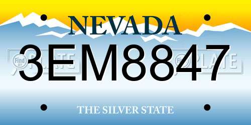 3EM8847 Nevada License Plate