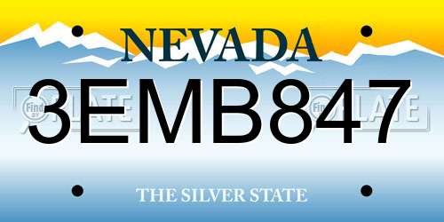 3EMB847 Nevada License Plate