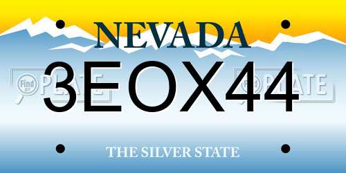 3EOX44 Nevada License Plate