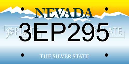 3EP295 Nevada License Plate