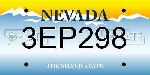 3EP298 Nevada License Plate