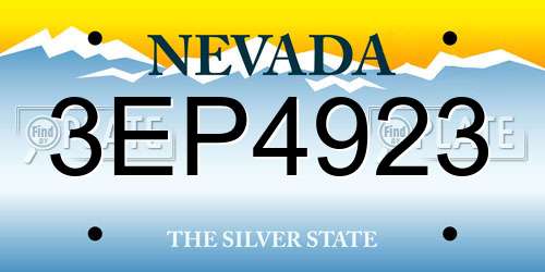 3EP4923 Nevada License Plate