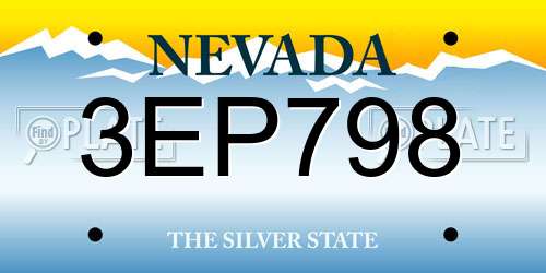 3EP798 Nevada License Plate