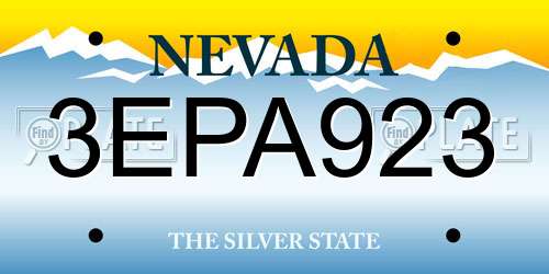 3EPA923 Nevada License Plate