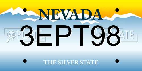 3EPT98 Nevada License Plate