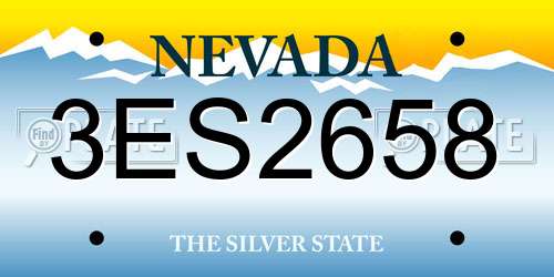 3ES2658 Nevada License Plate