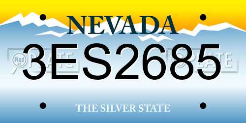 3ES2685 Nevada License Plate