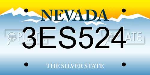 3ES524 Nevada License Plate