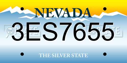 3ES7655 Nevada License Plate