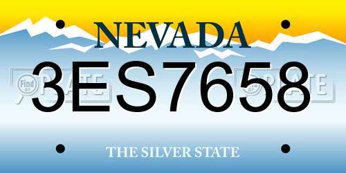 3ES7658 Nevada License Plate