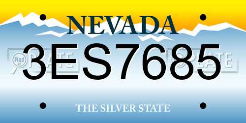 3ES7685 Nevada License Plate