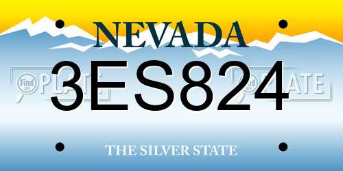 3ES824 Nevada License Plate