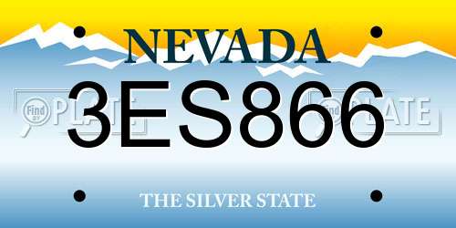3ES866 Nevada License Plate