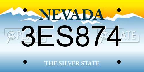 3ES874 Nevada License Plate