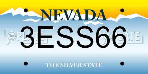3ESS66 Nevada License Plate