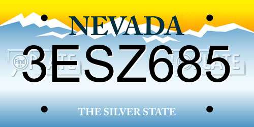 3ESZ685 Nevada License Plate