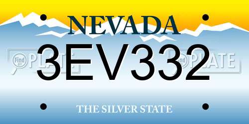 3EV332 Nevada License Plate