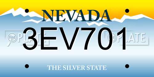 3EV701 Nevada License Plate