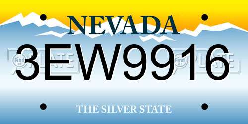 3EW9916 Nevada License Plate