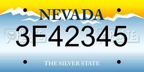3F42345 Nevada License Plate