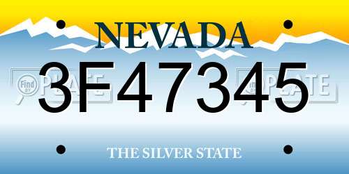 3F47345 Nevada License Plate