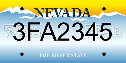 3FA2345 Nevada License Plate