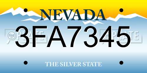 3FA7345 Nevada License Plate