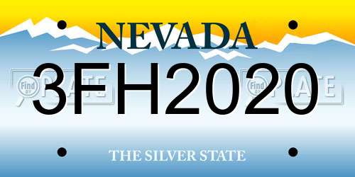 3FH2020 Nevada License Plate