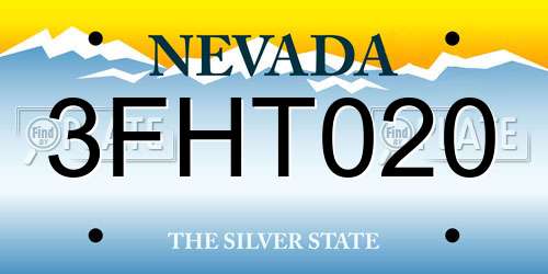 3FHT020 Nevada License Plate