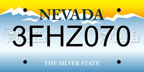 3FHZ070 Nevada License Plate