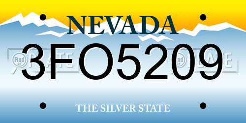 3FO5209 Nevada License Plate