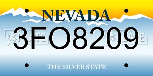 3FO8209 Nevada License Plate