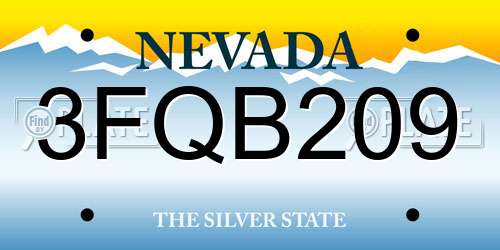 3FQB209 Nevada License Plate