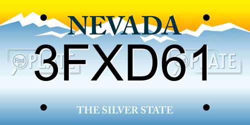 3FXD61 Nevada License Plate