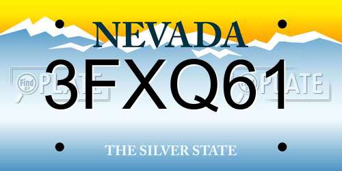3FXQ61 Nevada License Plate
