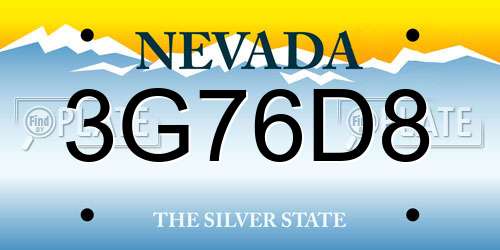 3G76D8 Nevada License Plate