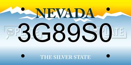 3G89S0 Nevada License Plate