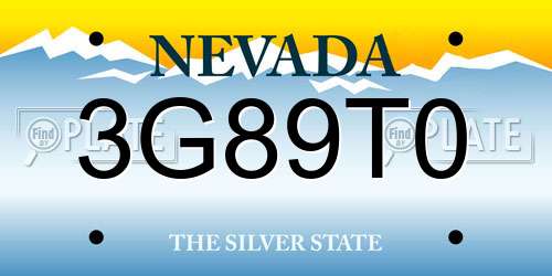 3G89T0 Nevada License Plate