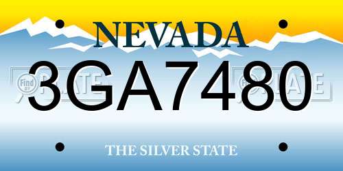 3GA7480 Nevada License Plate